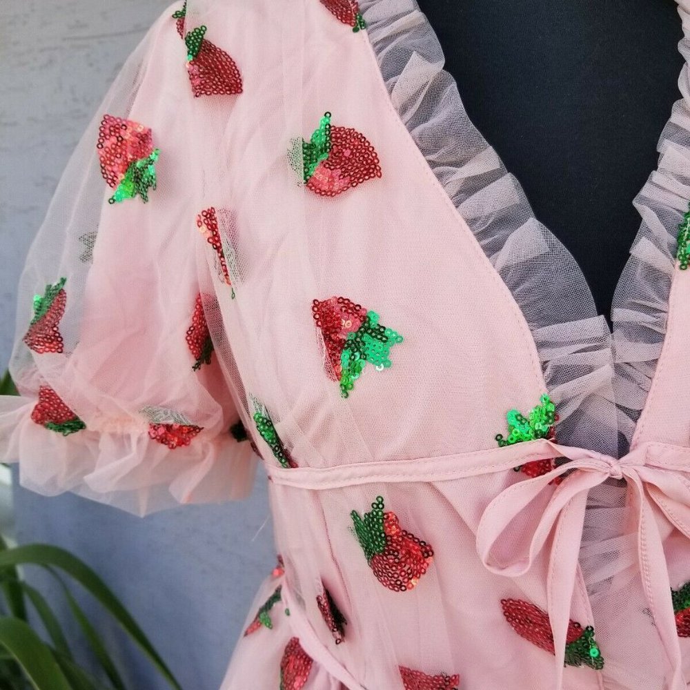 Sequin Strawberry Tulle Dress / S-XXL / Princess - Picture 3 of 4